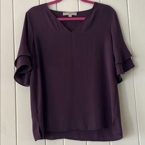 LOFT Purple ruffle blouse